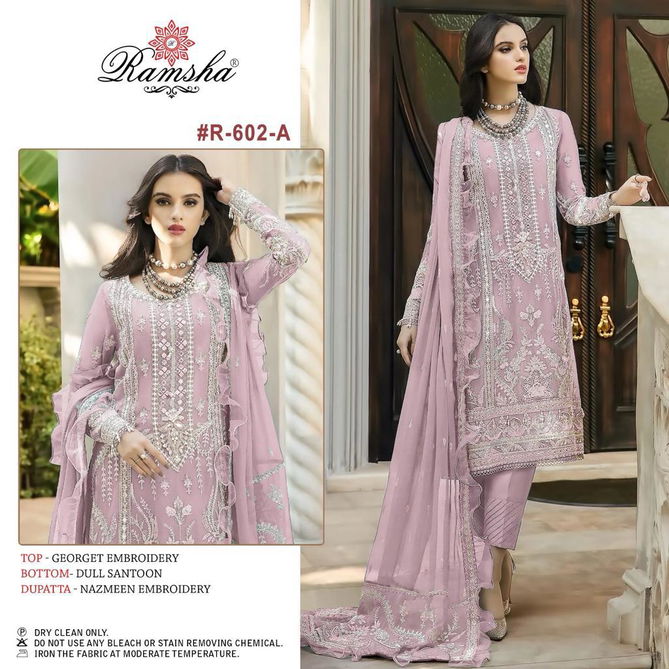 Ramsha R 602 Nx Embroidered Georgette Pakistani Suits Catalog
